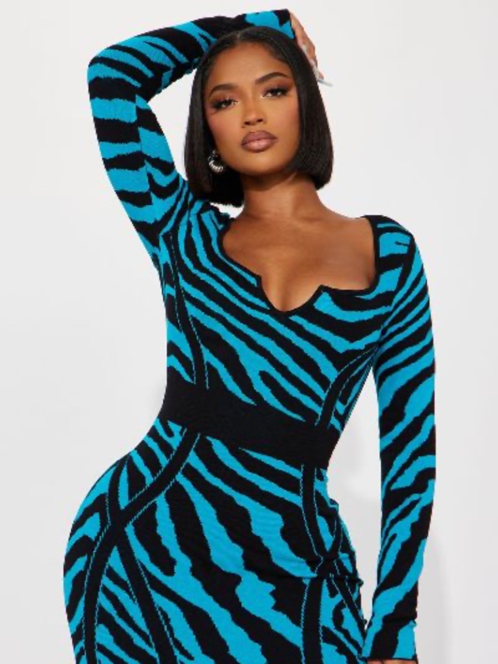 Wild Thing Long Sleeve Maxi Dress - Teal/combo